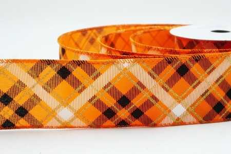 Fita aramada festiva xadrez tartan diagonal laranja_KW0494GC-41-41